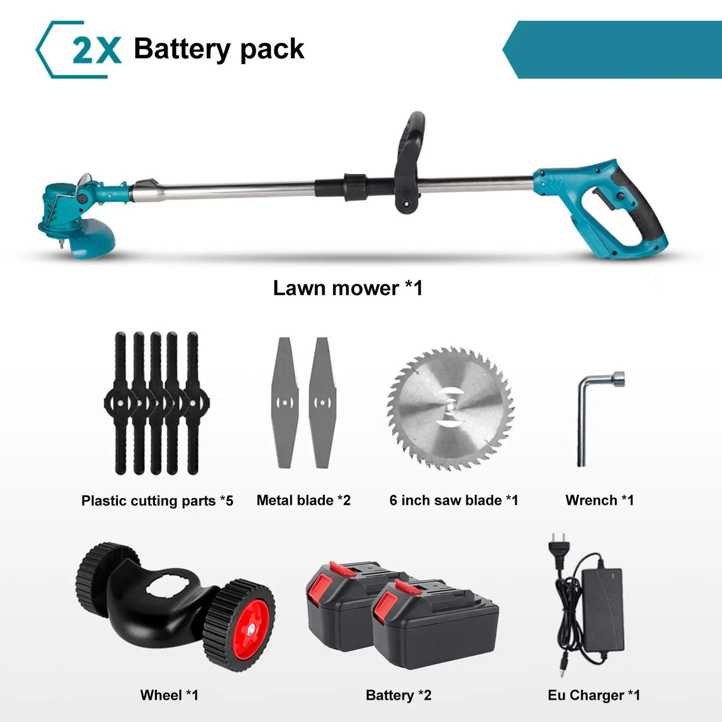 Cortacésped eléctrico inalámbrico, cortador de césped ajustable de longitud plegable, herramienta de jardín para pasadores de batería Makita de 18V