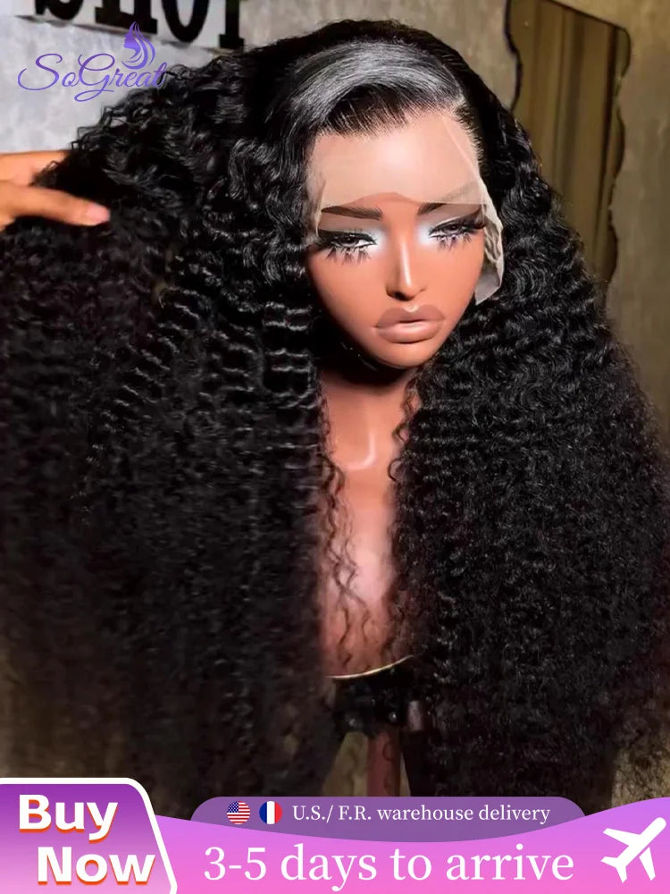 SoGreat peluca de encaje Hd rizada de onda profunda, cabello humano 13x6, peluca negra Natural, cabello humano 13x4, cabello brasileño prearrancado Frontal de encaje