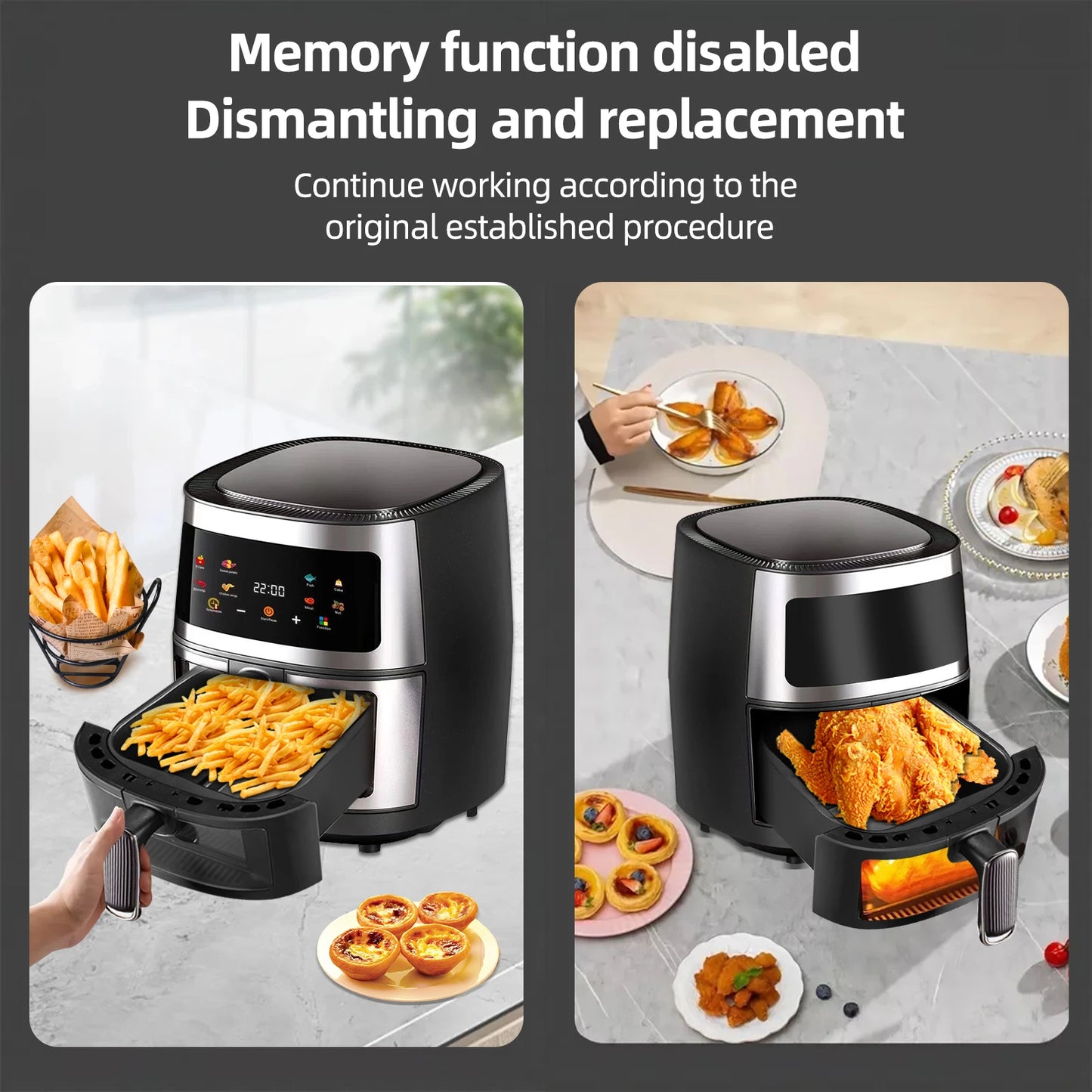 1400W 8L Air Fryer Without Oil House Programmable Smart LED Touch Thermal AirFryer Cycle Booker French Fries chickens