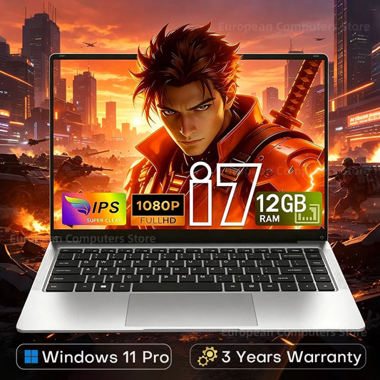 Laptop Windows 11 Pro 2026, Intel Core i7 9850H, 12GB RAM, 512GB/1TB SSD, Laptop für Business, Studium und Büro
