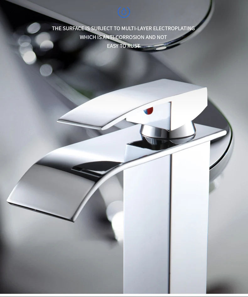 Lavabo cascada para el hogar, grifo alto y bajo de acero inoxidable, lavabo negro para inodoro frío y caliente, Baño
