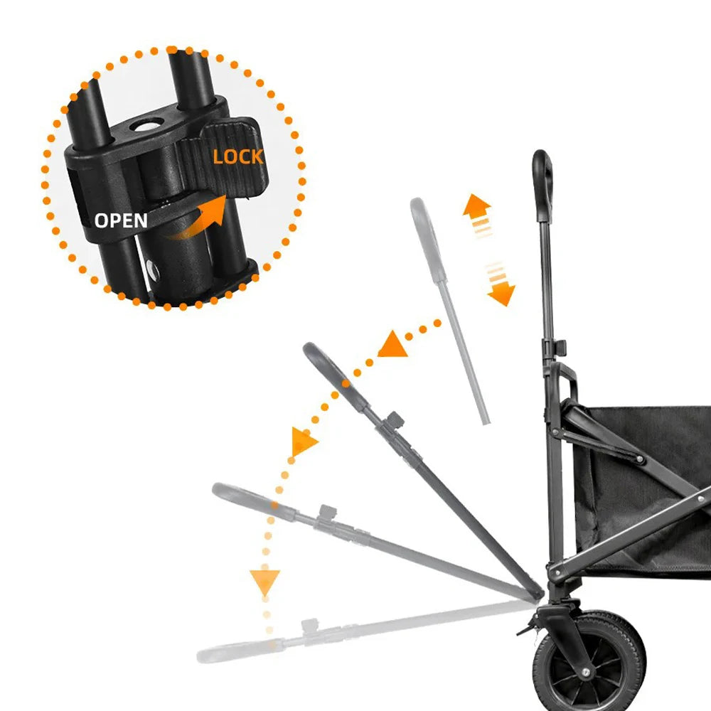Carro plegable grande para acampar en el jardín, carro de utilidad para playa con soporte de carga fuerte para exteriores, con ruedas y asa