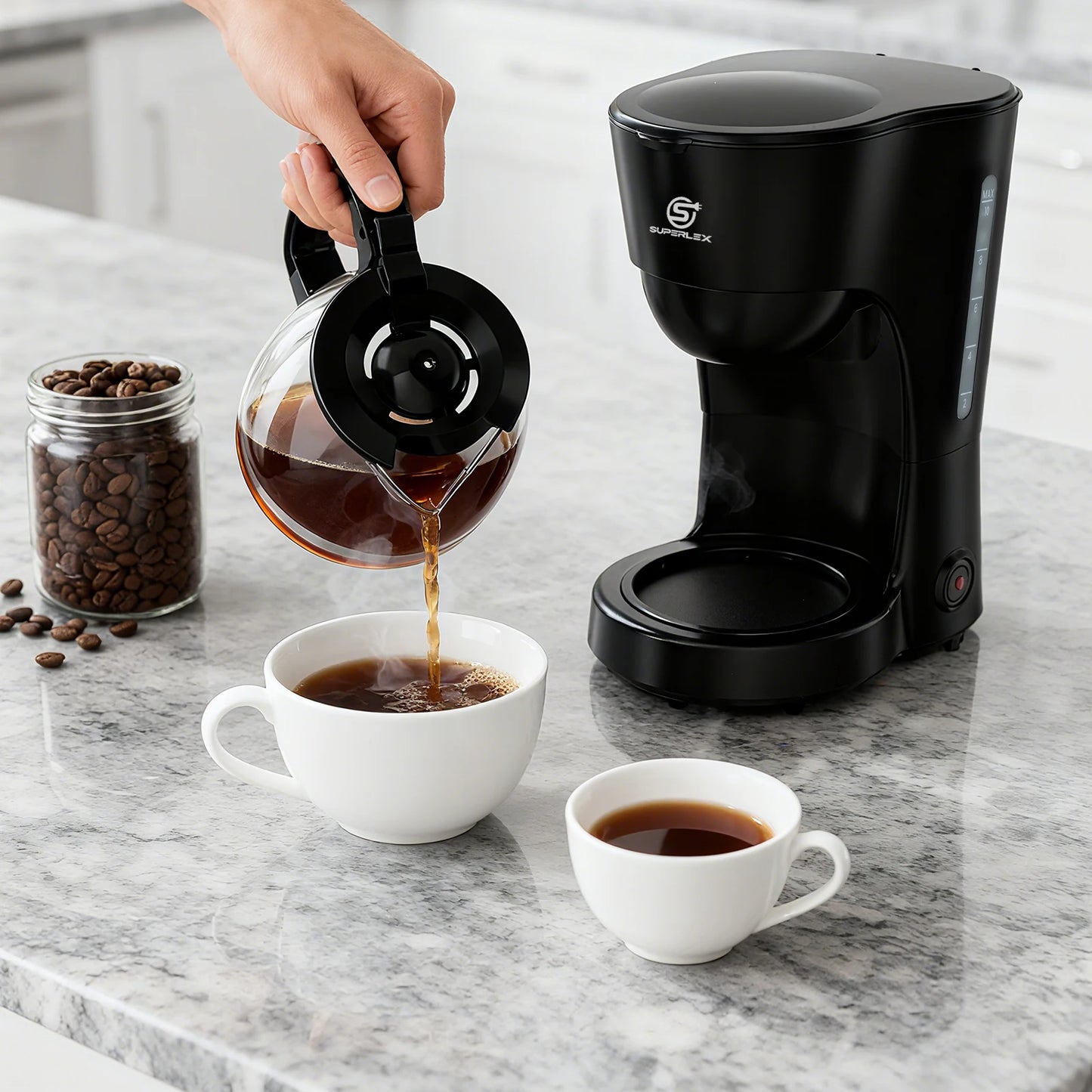 Cafetera Eléctrica de Goteo SUPERLEX de 1.25L, 600W, Estilo Americano, con Ventana de Nivel de Agua y Filtro Reutilizable