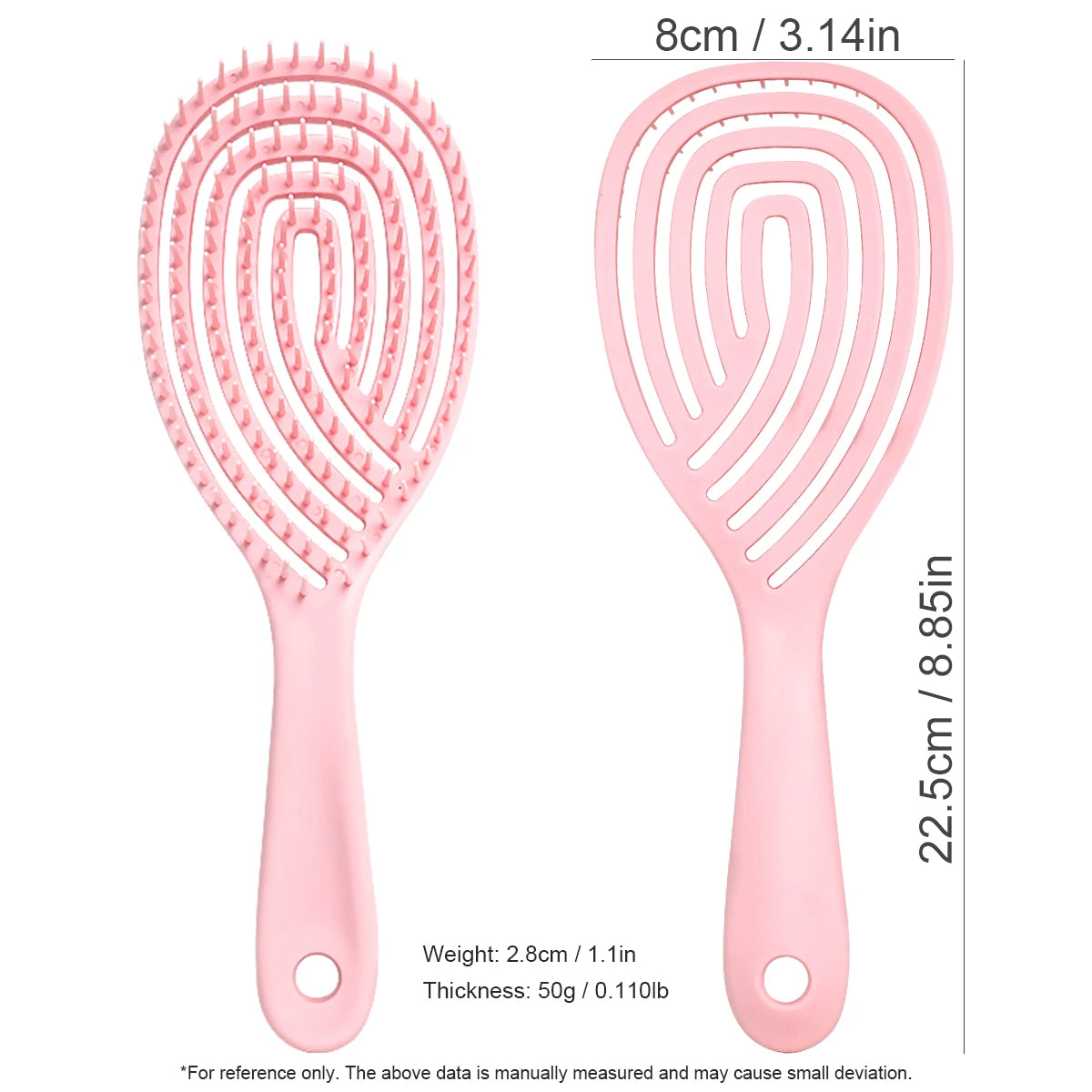 Cepillo para el cabello hueco: peine para masaje del cuero cabelludo de secado rápido para cabello rizado/húmedo, herramienta para desenredar y peinar