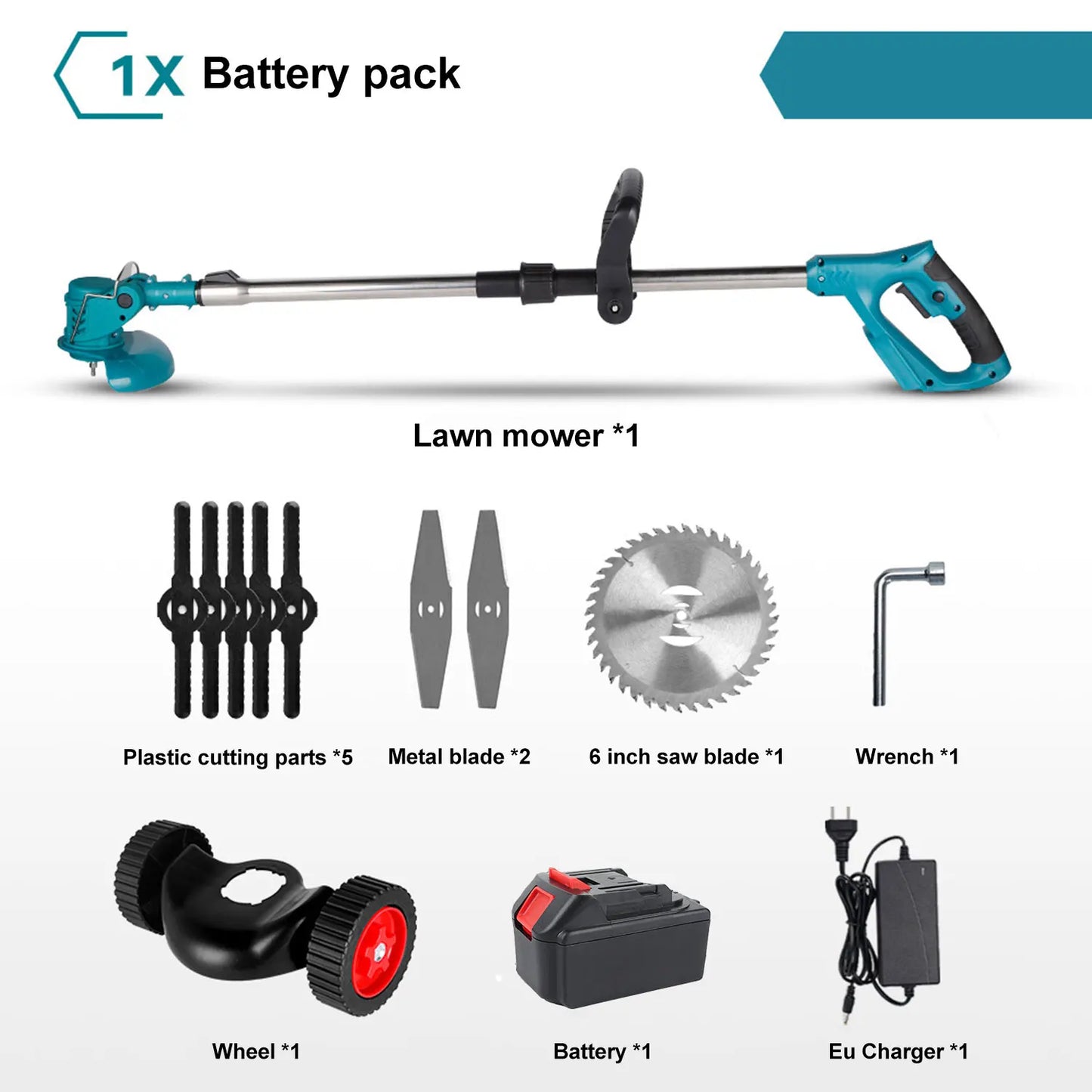 Cortacésped eléctrico inalámbrico, cortador de césped ajustable de longitud plegable, herramienta de jardín para pasadores de batería Makita de 18V