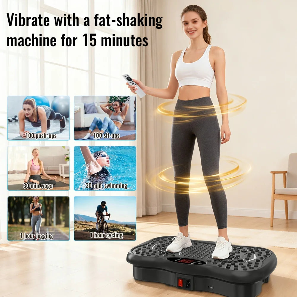 Plataforma Vibratoria de Ejercicio de 150W con Enchufe Europeo, 99 Velocidades, Capacidad de Carga de 150KG, Motor Ultra Silencioso con Control Remoto para Gimnasio en Casa