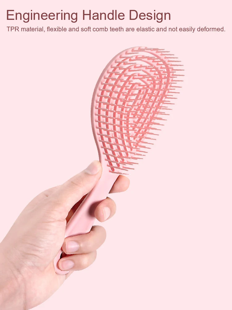 Cepillo para el cabello hueco: peine para masaje del cuero cabelludo de secado rápido para cabello rizado/húmedo, herramienta para desenredar y peinar