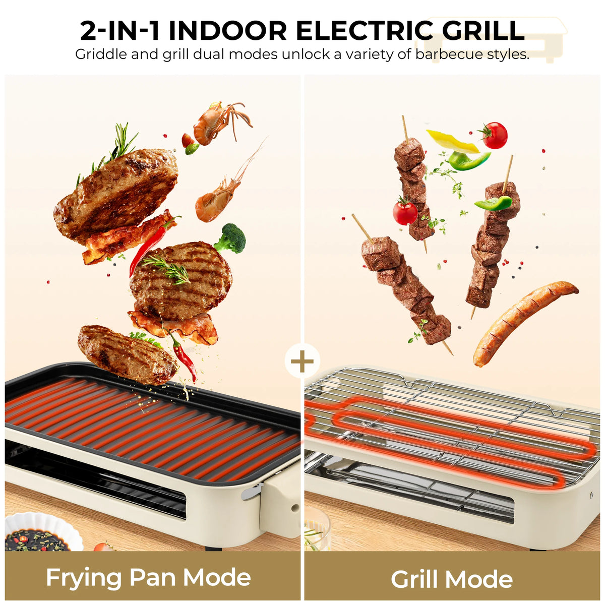 Parrilla eléctrica, parrilla eléctrica sin humo, revestimiento antiadherente, placa/parrilla/bandeja extraíble, adecuada para fiestas familiares y en el comedor de residencia y barbacoas