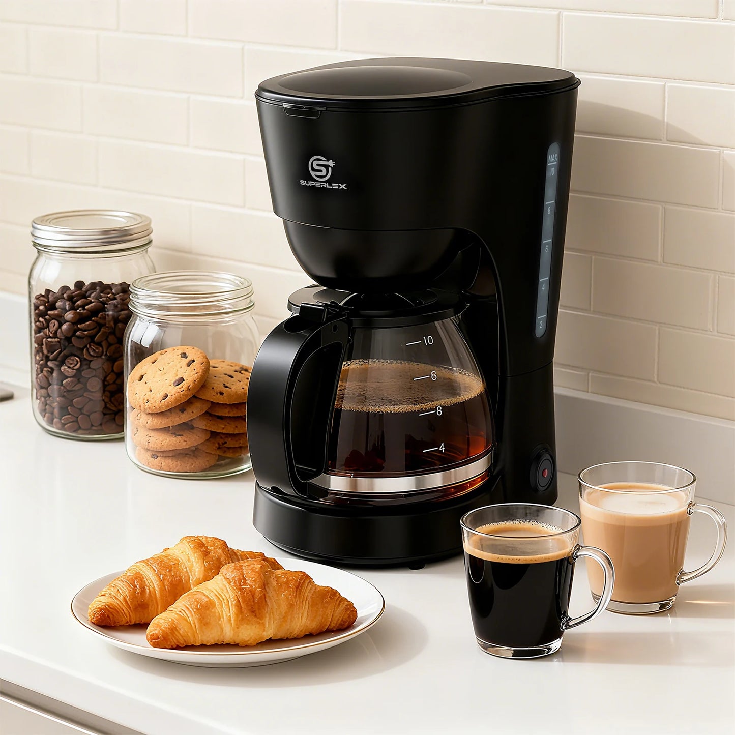 Cafetera Eléctrica de Goteo SUPERLEX de 1.25L, 600W, Estilo Americano, con Ventana de Nivel de Agua y Filtro Reutilizable