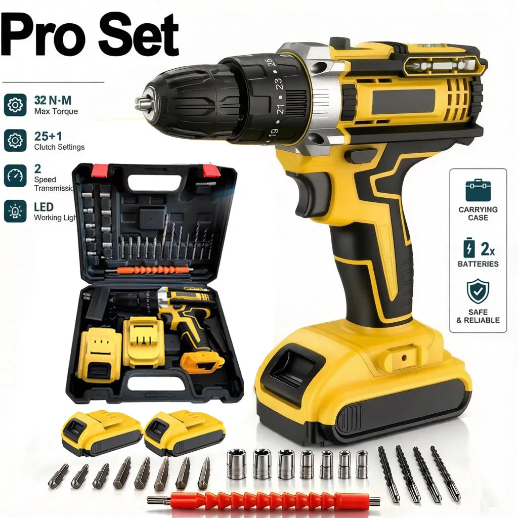 Taladro de impacto inalámbrico de 21V, destornillador eléctrico, taladro percutor eléctrico, Mini taladro manual inalámbrico, herramientas eléctricas con batería de iones de litio