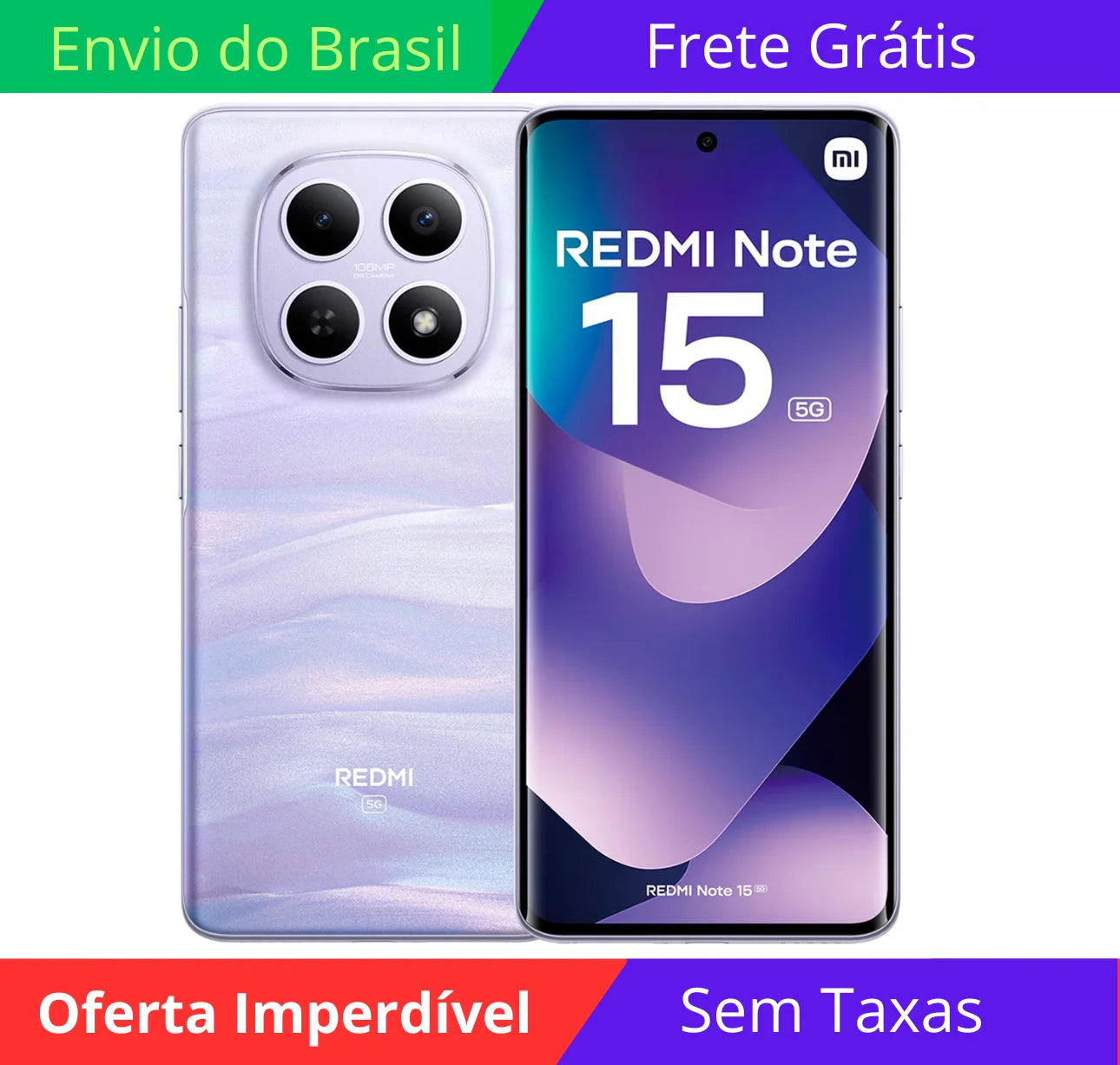 Xiaomi Redmi Note 15 5G Global 256GB 8GB RAM Doble SIM Pantalla de 6.77 Pulgadas NFC - Morado Lanzamiento 2026