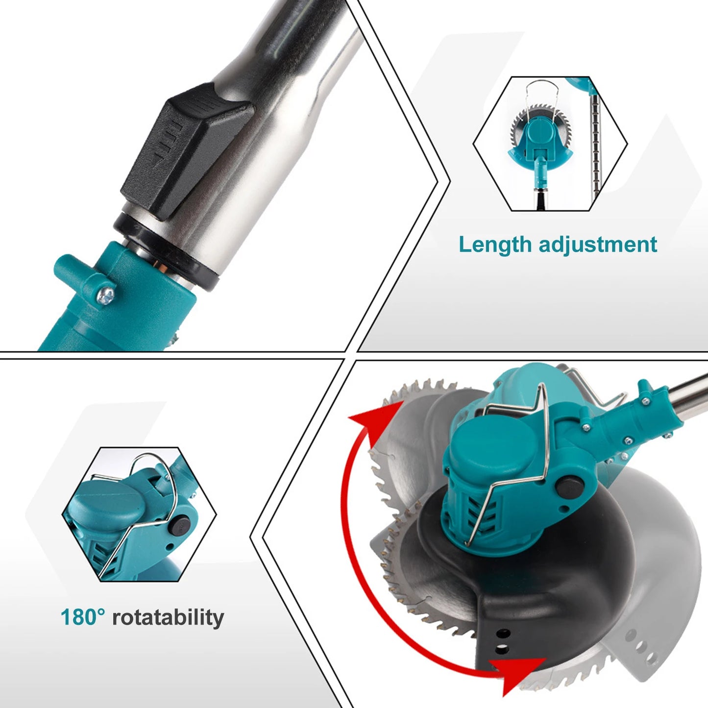Cortacésped eléctrico inalámbrico, cortador de césped ajustable de longitud plegable, herramienta de jardín para pasadores de batería Makita de 18V
