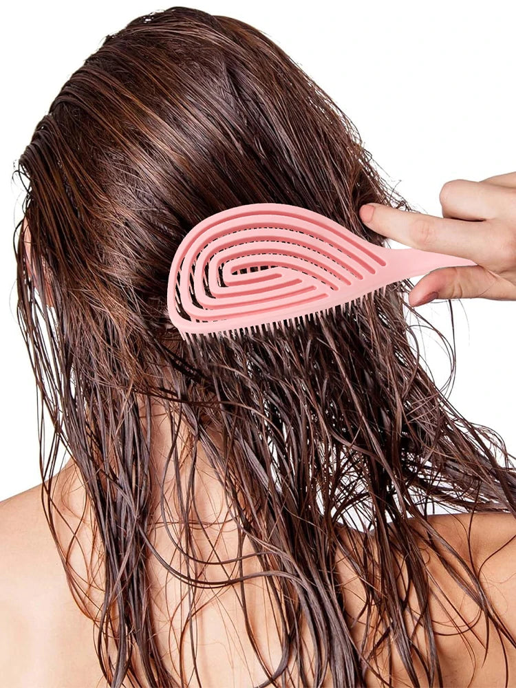 Cepillo para el cabello hueco: peine para masaje del cuero cabelludo de secado rápido para cabello rizado/húmedo, herramienta para desenredar y peinar
