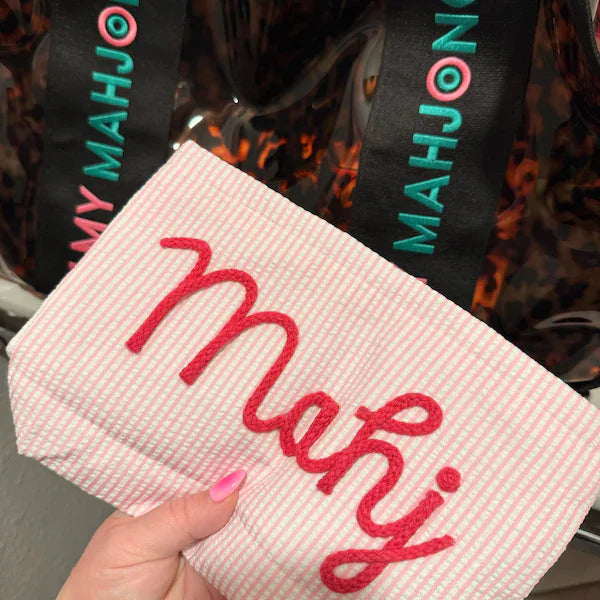 Bolsa de Maquillaje Personalizada de Tela Seersucker, Bolsa de Cosméticos con Nombre Personalizado, Regalo para Damas de Honor, Bolsa de Maquillaje de Viaje, Bolsa de Aseo a Rayas, Playa
