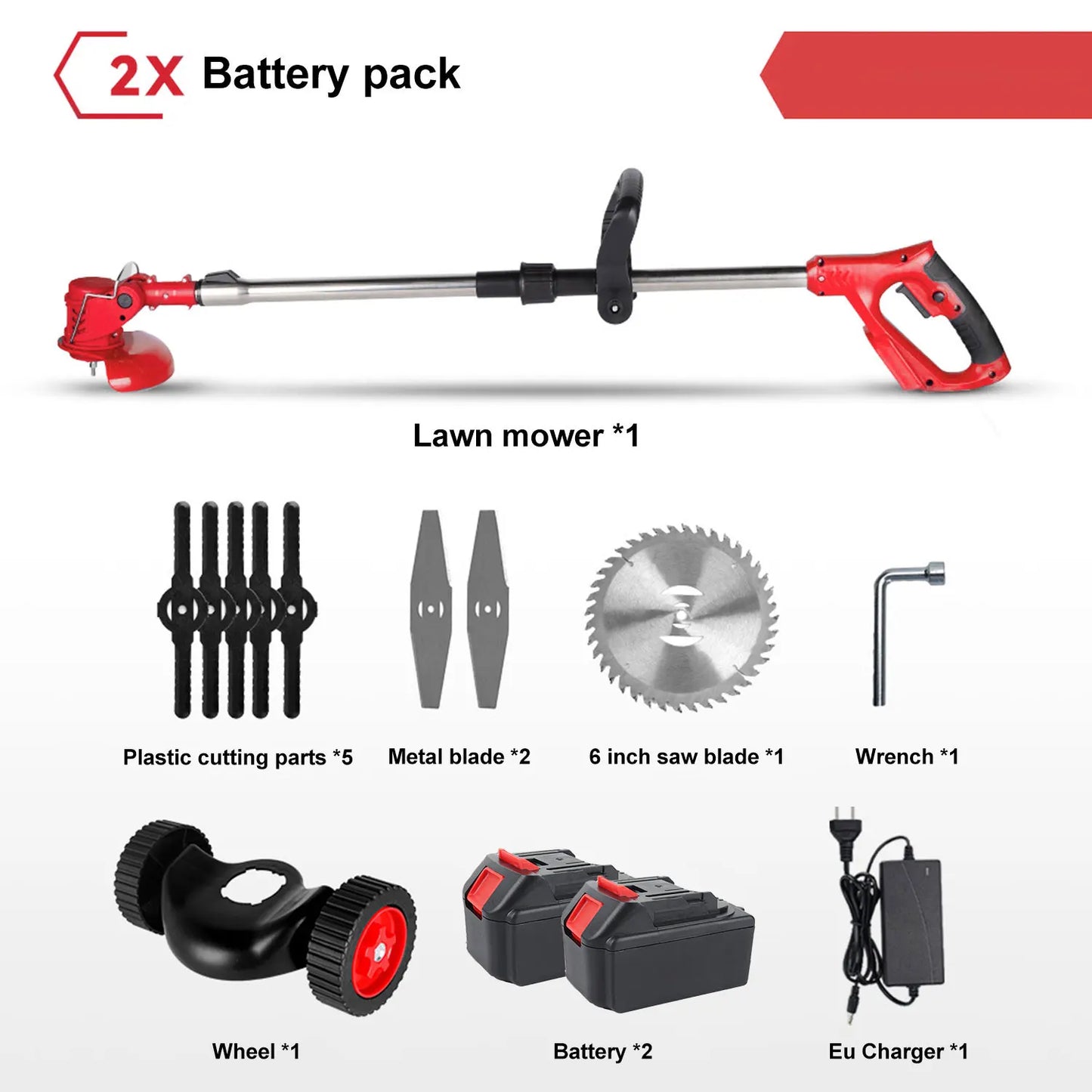 Cortacésped eléctrico inalámbrico, cortador de césped ajustable de longitud plegable, herramienta de jardín para pasadores de batería Makita de 18V