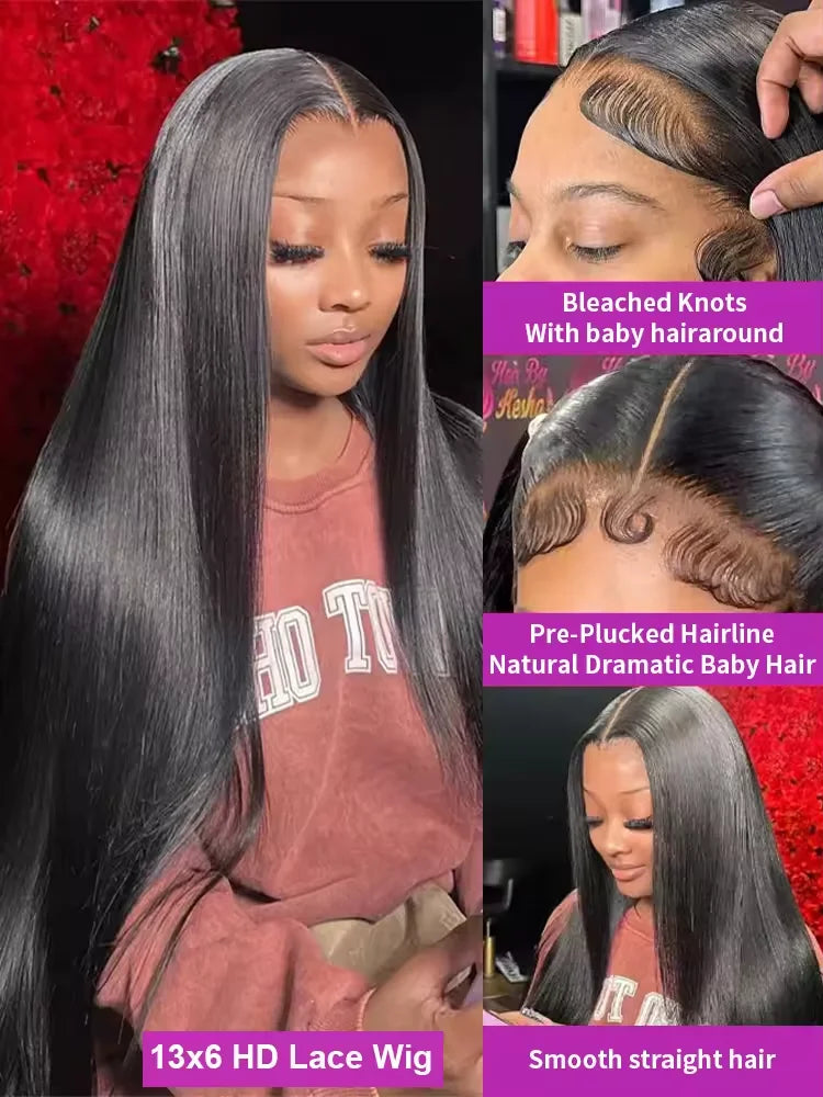Peluca con malla frontal 13x6, pelo brasileño para mujer, encaje frontal, pegamento frontal de encaje brasileño, puntal de hueso libre, parte delantera completa