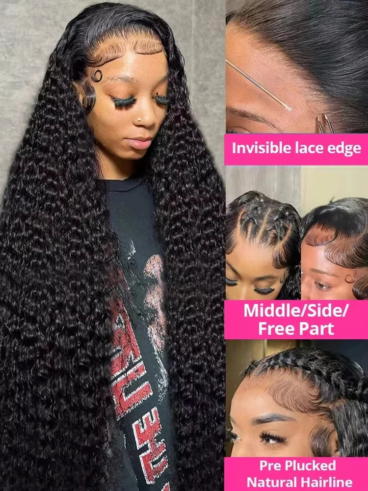 SoGreat peluca de encaje Hd rizada de onda profunda, cabello humano 13x6, peluca negra Natural, cabello humano 13x4, cabello brasileño prearrancado Frontal de encaje