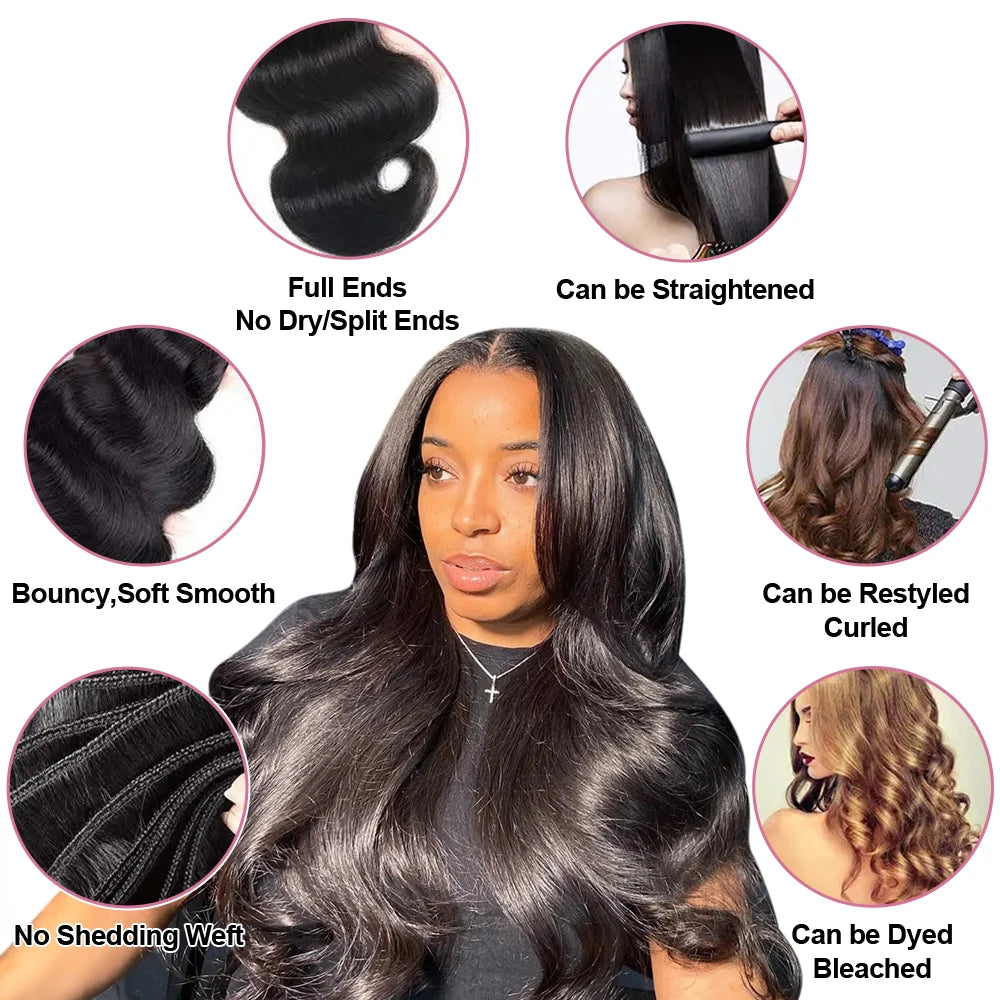 Peluca de Cabello Humano con Encaje Completo 360, Pre-Desplumada, Ondas Suaves, Peluca Frontal HD 13x6, Cabello Brasileño para Mujeres Negras, Densidad 250