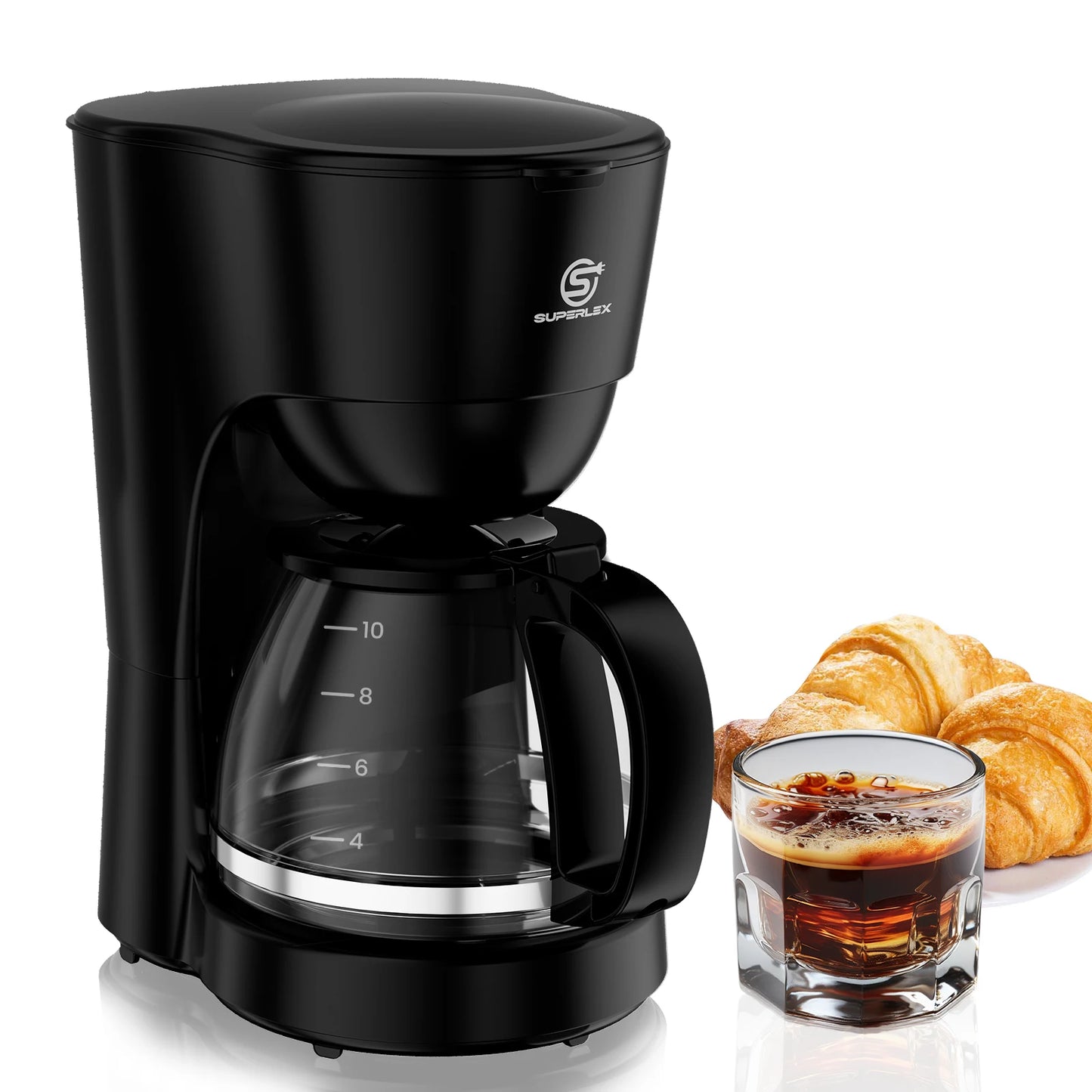 Cafetera Eléctrica de Goteo SUPERLEX de 1.25L, 600W, Estilo Americano, con Ventana de Nivel de Agua y Filtro Reutilizable