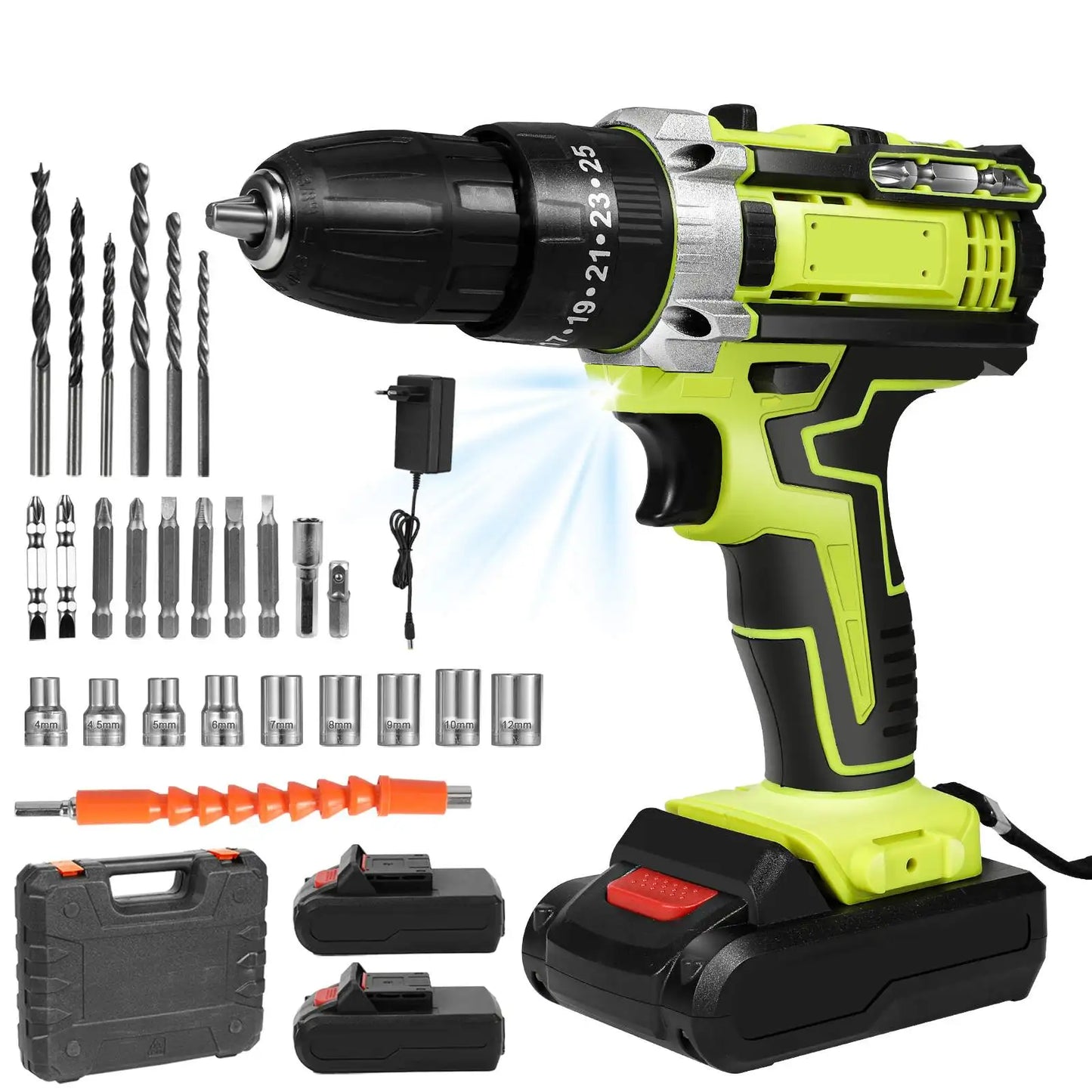 Taladro de impacto inalámbrico de 21V, destornillador eléctrico, taladro percutor eléctrico, Mini taladro manual inalámbrico, herramientas eléctricas con batería de iones de litio