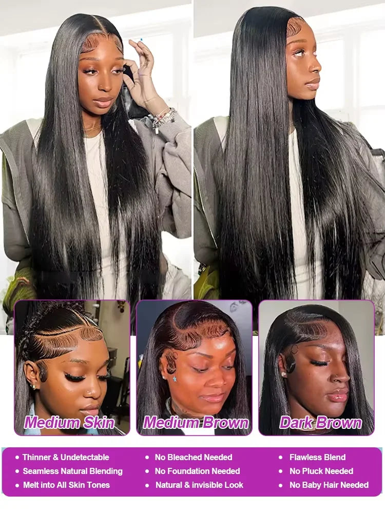 Peluca con malla frontal 13x6, pelo brasileño para mujer, encaje frontal, pegamento frontal de encaje brasileño, puntal de hueso libre, parte delantera completa