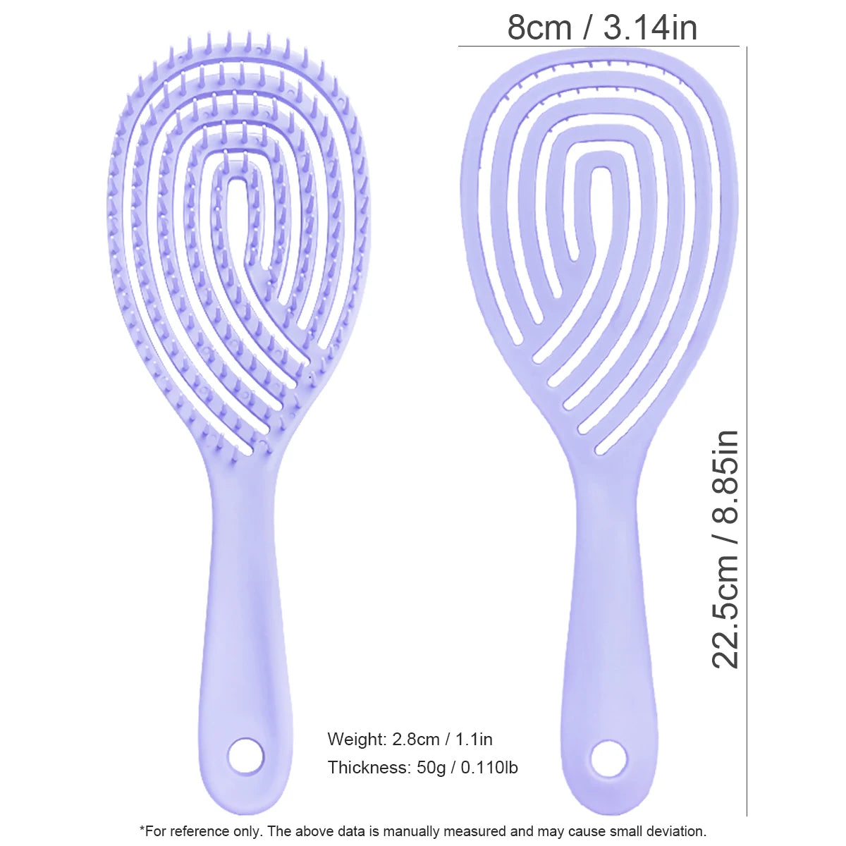 Cepillo para el cabello hueco: peine para masaje del cuero cabelludo de secado rápido para cabello rizado/húmedo, herramienta para desenredar y peinar