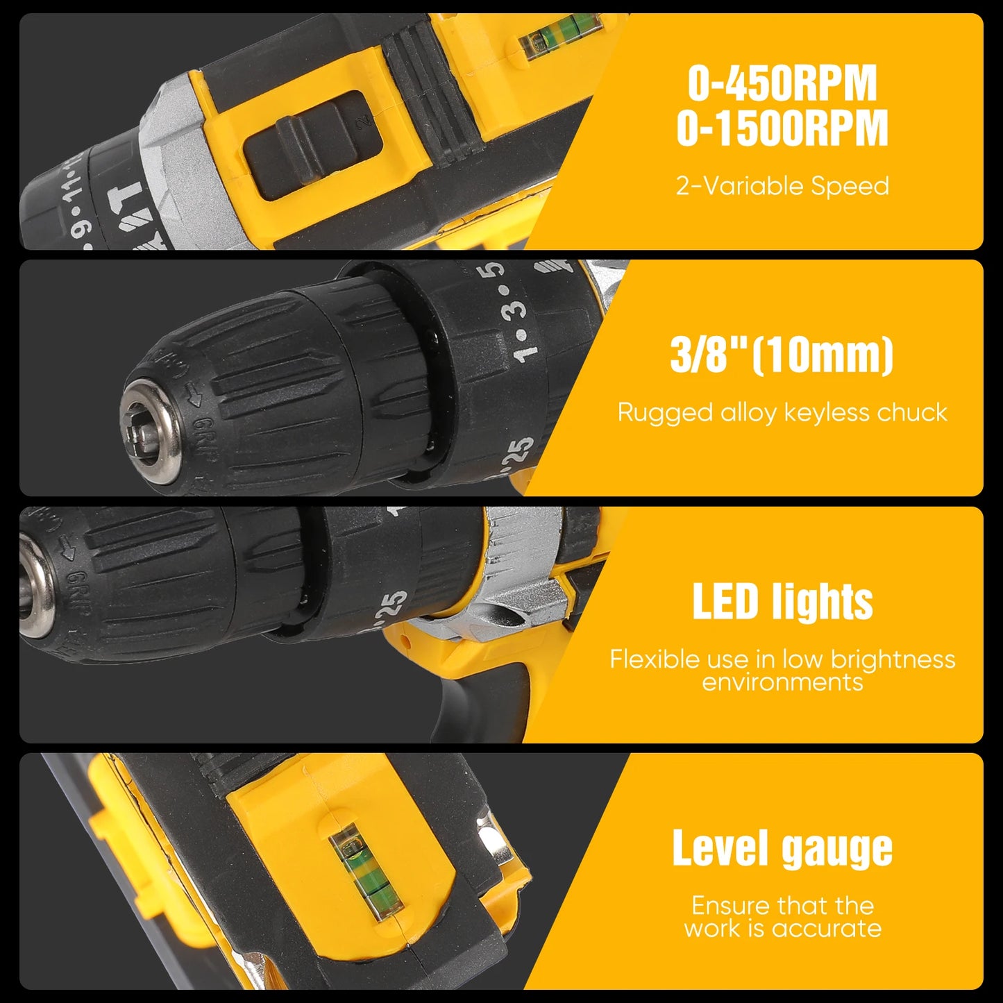 Taladro de impacto inalámbrico de 21V, destornillador eléctrico, taladro percutor eléctrico, Mini taladro manual inalámbrico, herramientas eléctricas con batería de iones de litio