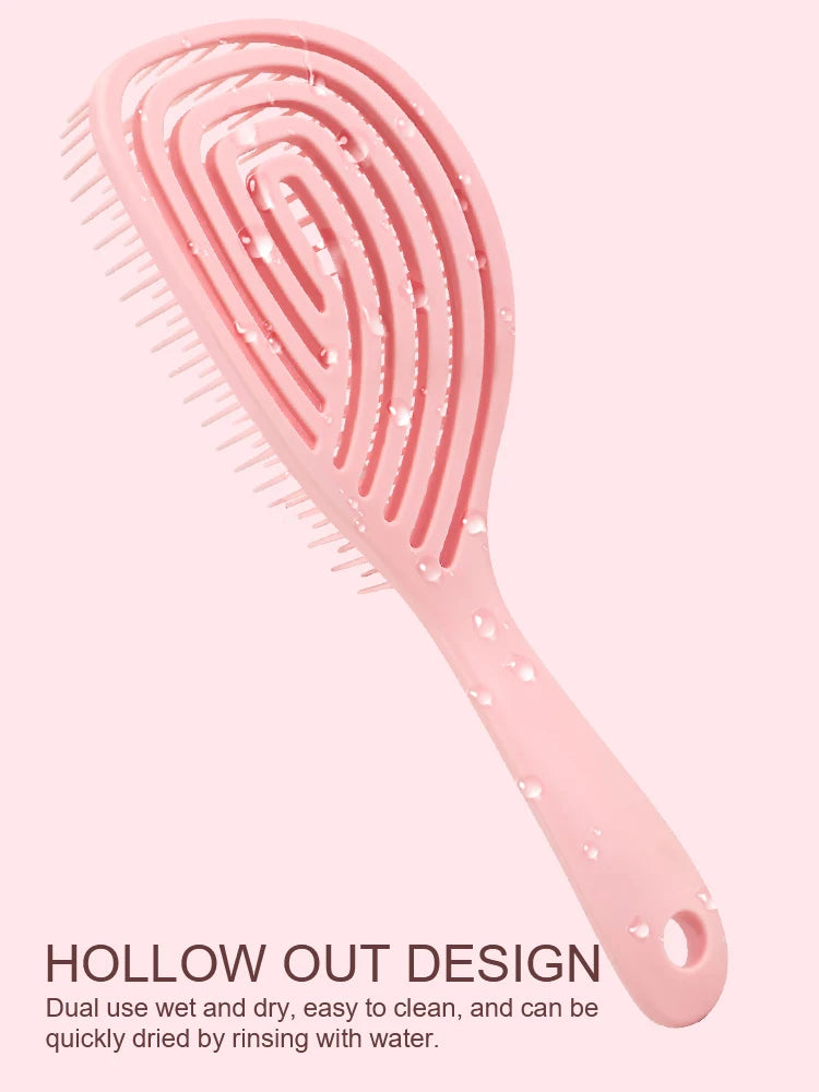 Cepillo para el cabello hueco: peine para masaje del cuero cabelludo de secado rápido para cabello rizado/húmedo, herramienta para desenredar y peinar