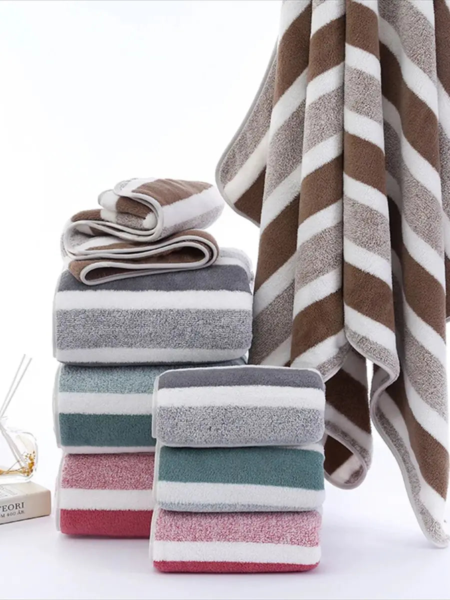 Juego de toallas o toallas de secado rápido a rayas, 1 unidad, 35x75 o para experiencia de baño suave y absorbente, toalla de baño o toalla de mano