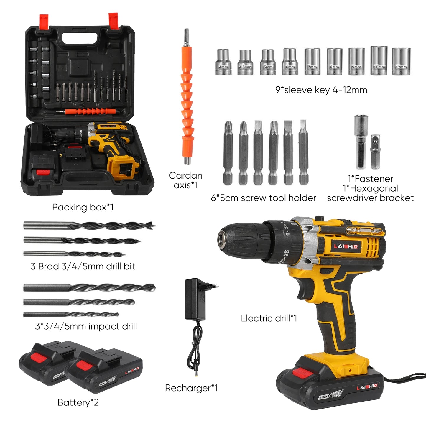 Taladro de impacto inalámbrico de 21V, destornillador eléctrico, taladro percutor eléctrico, Mini taladro manual inalámbrico, herramientas eléctricas con batería de iones de litio