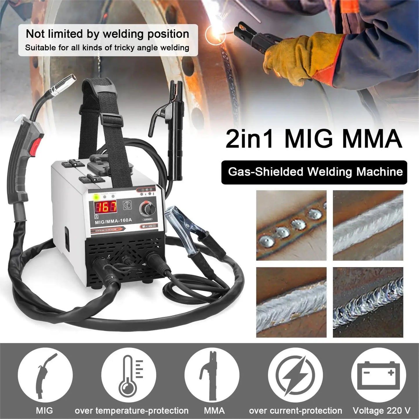 Soldadoras MIG MMA con Protección de Gas Carbónico y Soldadura Manual Multiusos, Soldadoras Inverter de Corriente Directa IGBT