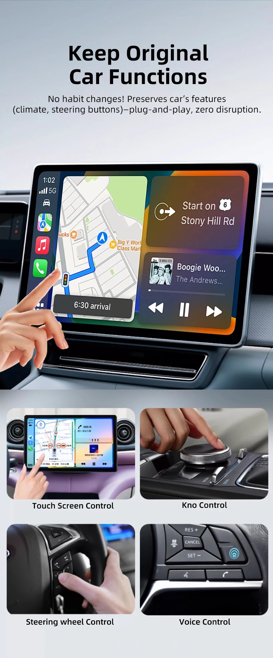Adaptador Inalámbrico CarPlay 2 en 1, Plug-and-Play para iPhone 6 y Android 11 o superiores, Adaptador para Auto con Puerto USB/USB-C, Accesorio para Auto
