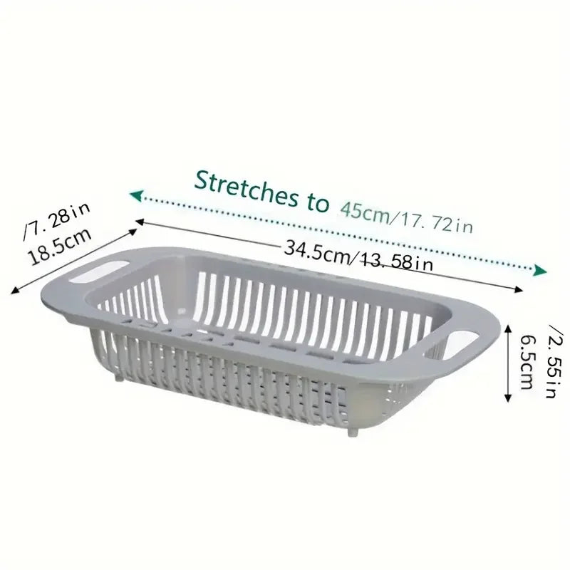 Estante de almacenamiento de cocina, estante para esponja y jabón, escurridor de verduras ajustable, estante para fregadero, herramientas de cocina multifuncionales retráctiles