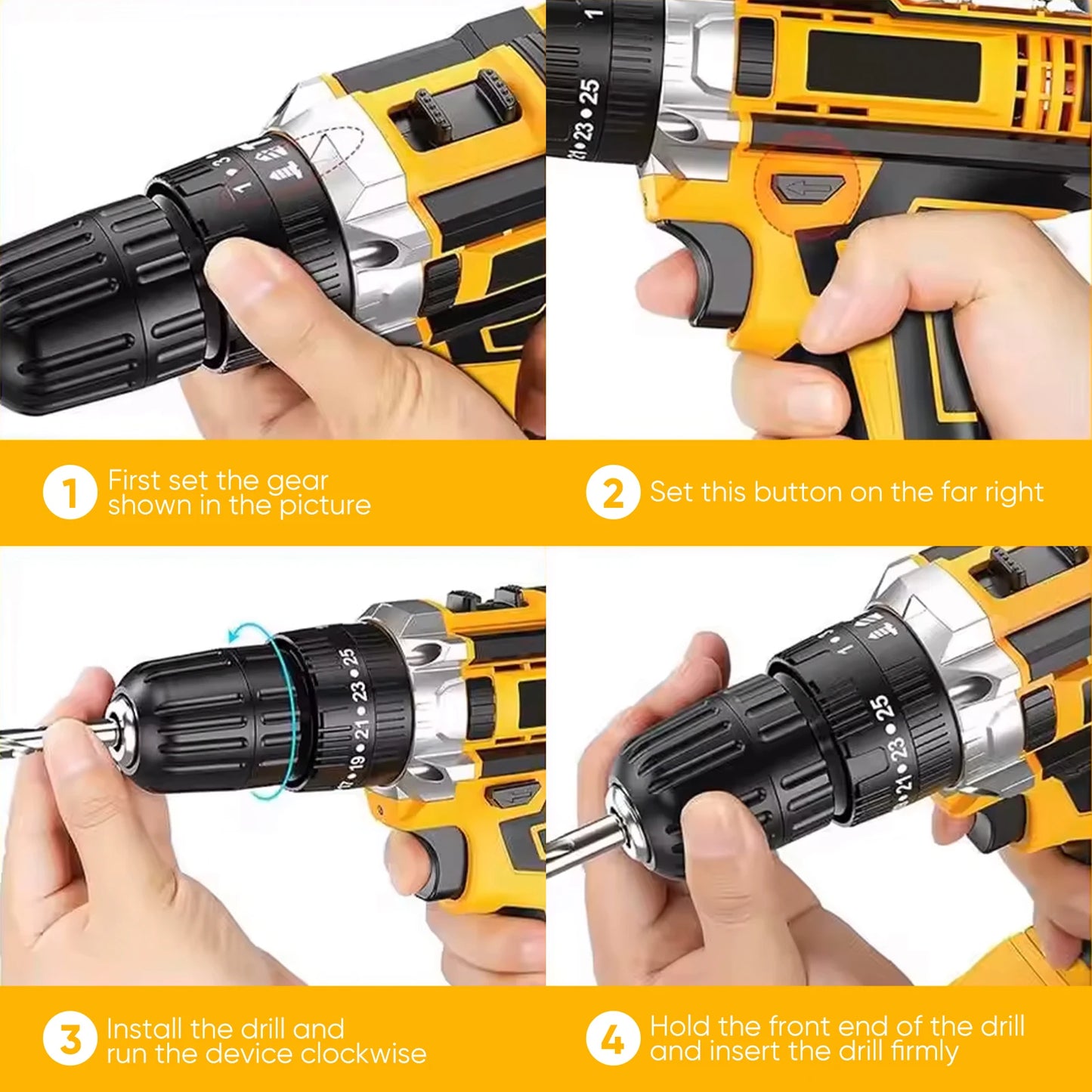 Taladro de impacto inalámbrico de 21V, destornillador eléctrico, taladro percutor eléctrico, Mini taladro manual inalámbrico, herramientas eléctricas con batería de iones de litio