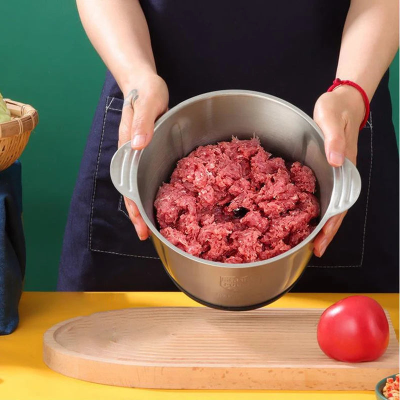 Picadoras de Carne Eléctricas de 2L, Trituradora de Alimentos de Acero Inoxidable, Procesador Multifuncional de Verduras, Picadora, Licuadoras de Cocina