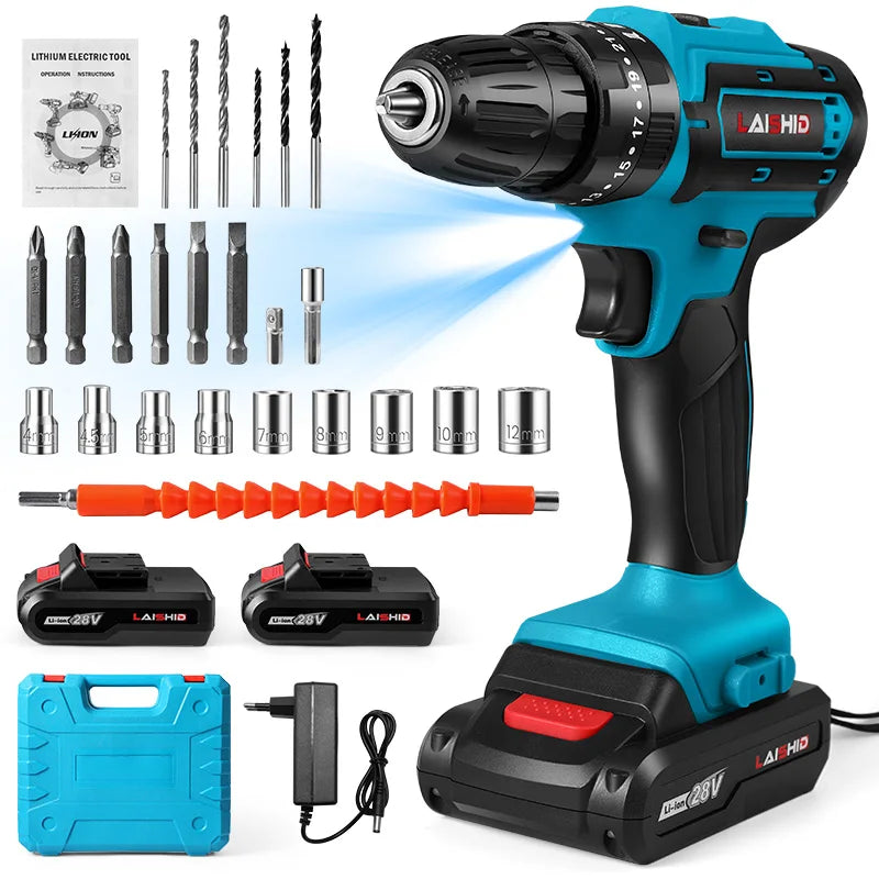 Taladro de impacto inalámbrico de 21V, destornillador eléctrico, taladro percutor eléctrico, Mini taladro manual inalámbrico, herramientas eléctricas con batería de iones de litio