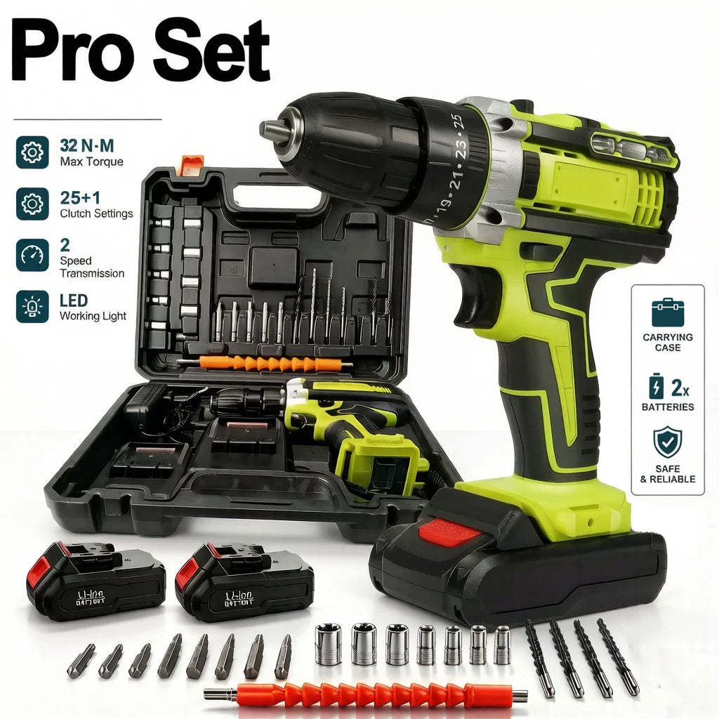 Taladro de impacto inalámbrico de 21V, destornillador eléctrico, taladro percutor eléctrico, Mini taladro manual inalámbrico, herramientas eléctricas con batería de iones de litio