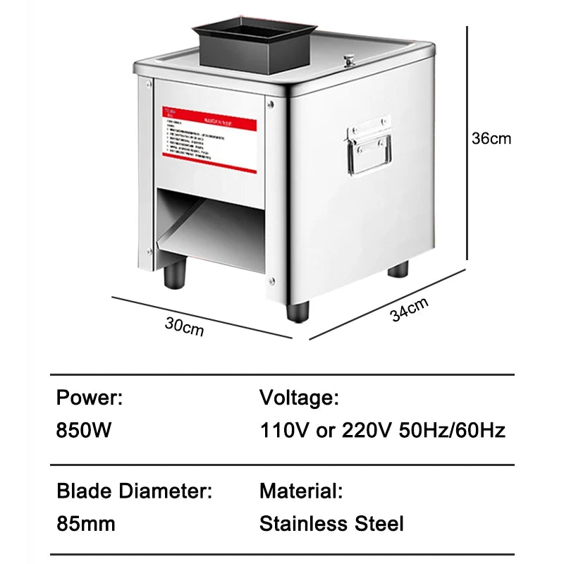 Cortadora de carne eléctrica comercial de acero inoxidable, Cortadora automática de verduras, picadora de carne picada, enchufe europeo y estadounidense
