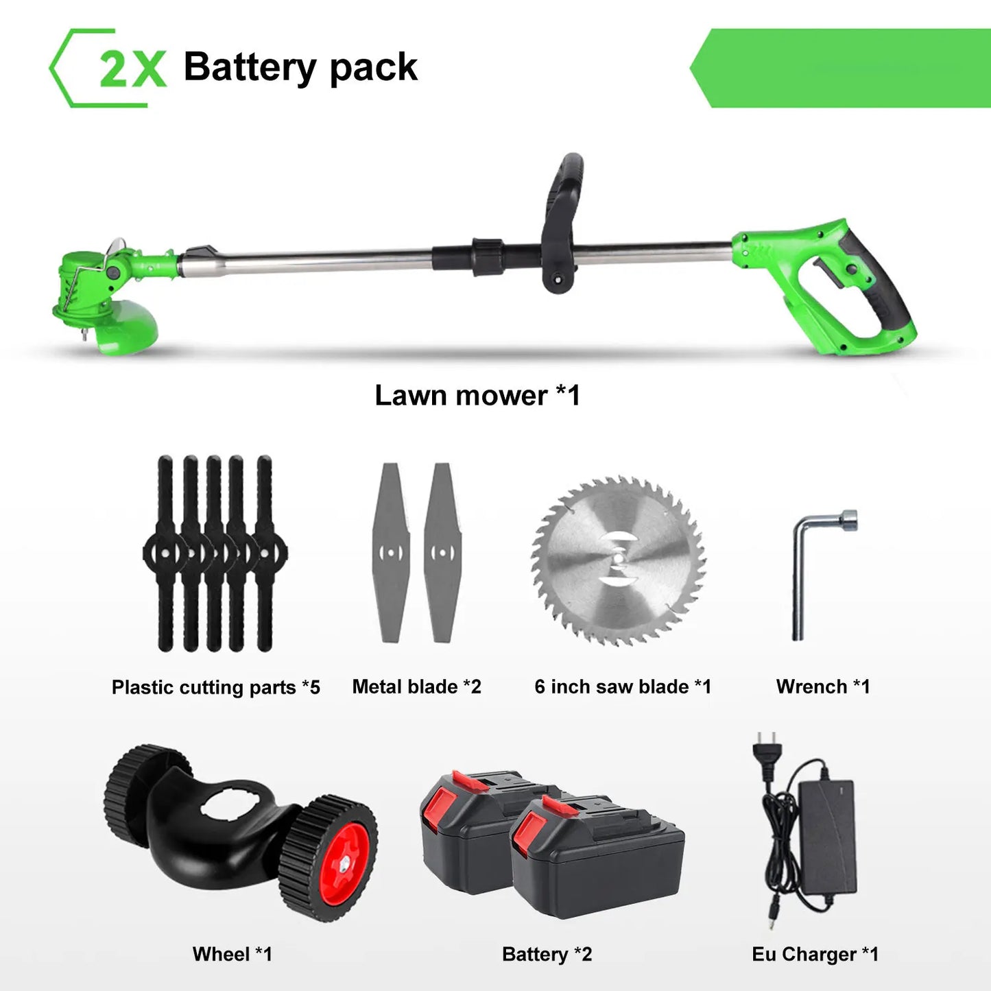 Cortacésped eléctrico inalámbrico, cortador de césped ajustable de longitud plegable, herramienta de jardín para pasadores de batería Makita de 18V