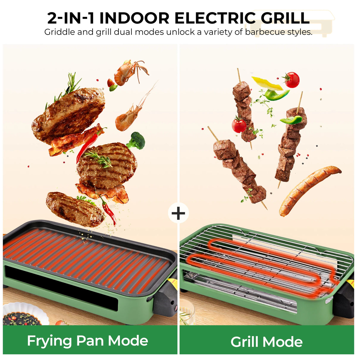 Parrilla eléctrica, parrilla eléctrica sin humo, revestimiento antiadherente, placa/parrilla/bandeja extraíble, adecuada para fiestas familiares y en el comedor de residencia y barbacoas