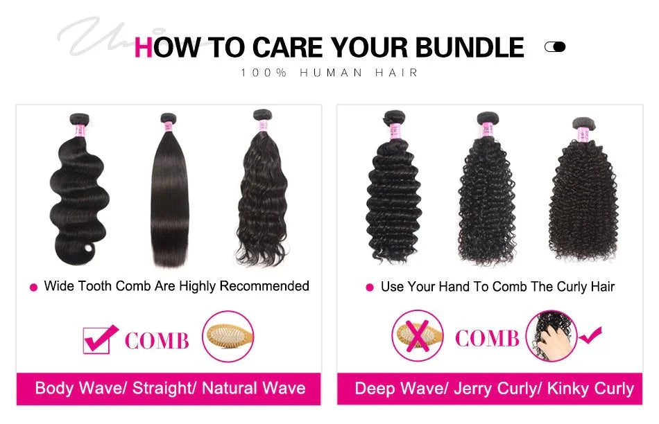 Extensiones de Cabello Natural Unice Hair, Ondulado Profundo, 1/3/4 Piezas, Color Natural, 100% Cabello Humano, Extensiones para Coser, Tejidos Rápidos
