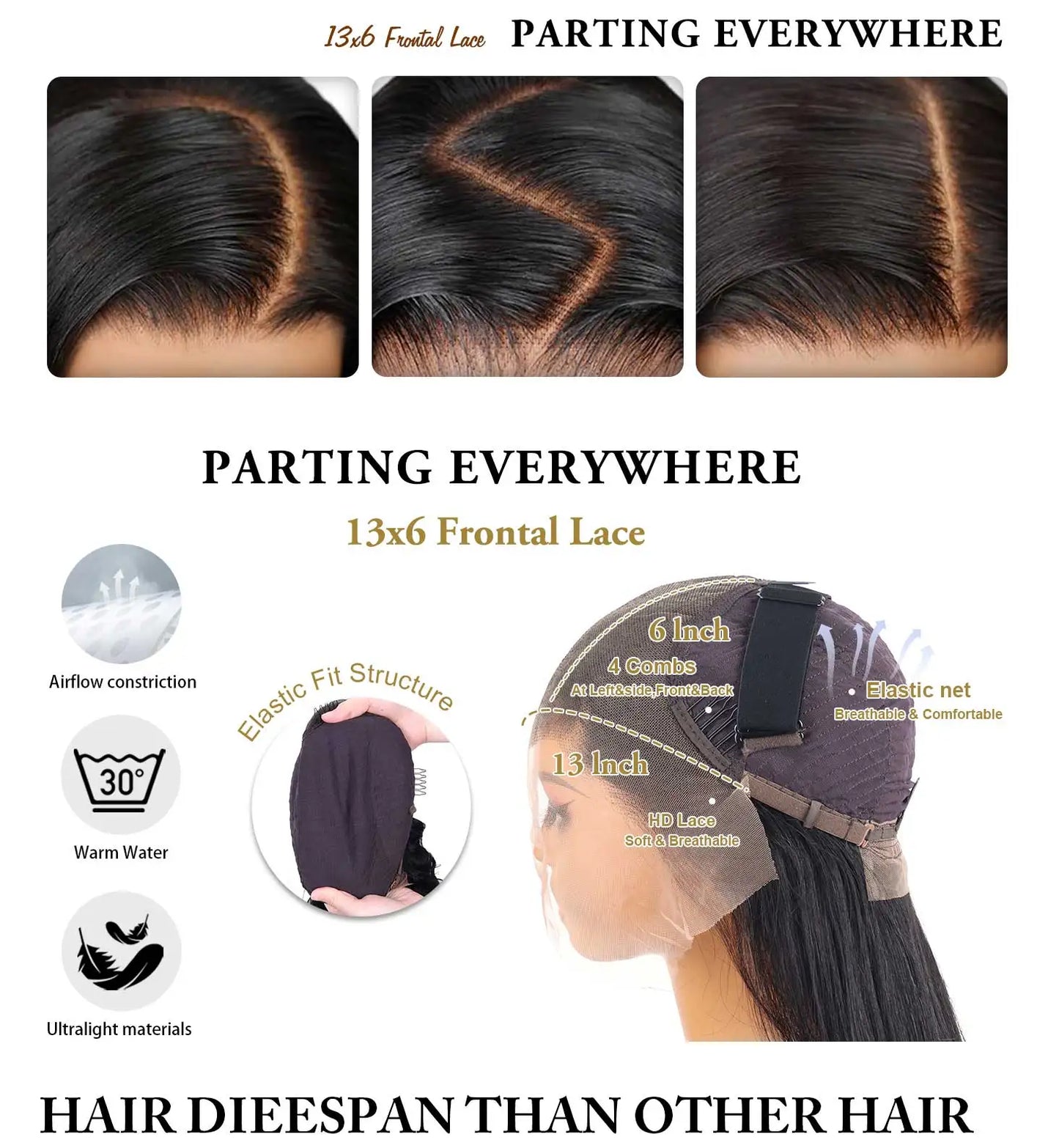 Pelucas de cabello humano liso de 40-46 pulgadas, densidad 200, peluca frontal de encaje transparente HD 13x6, cabello humano 13x4 para mujer