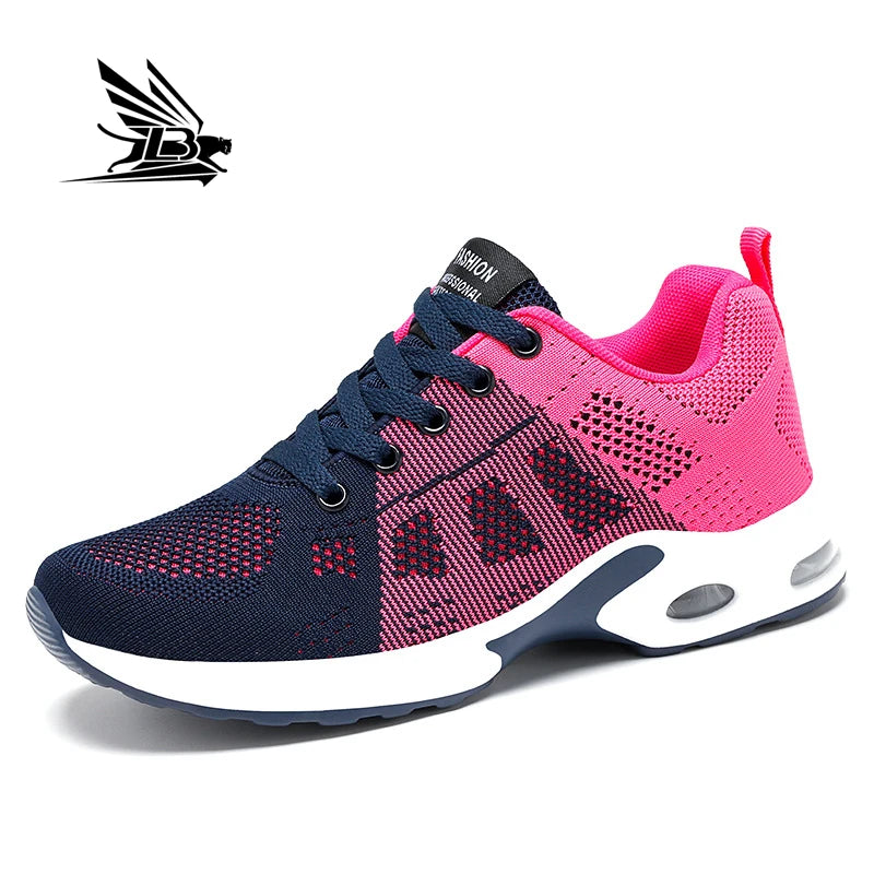 Cheap Fly Woven Breathable Walking Style Shoes Cushioning Trendy Sneakers for Women