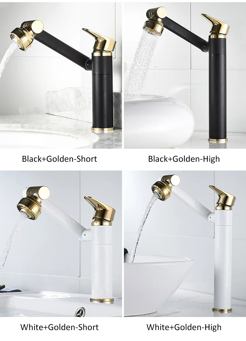 ELLEN-grifo multifunción para lavabo de baño, mezclador de agua fría y caliente, grúa de bronce antiguo, grifos de agua universales montados en cubierta EL13266
