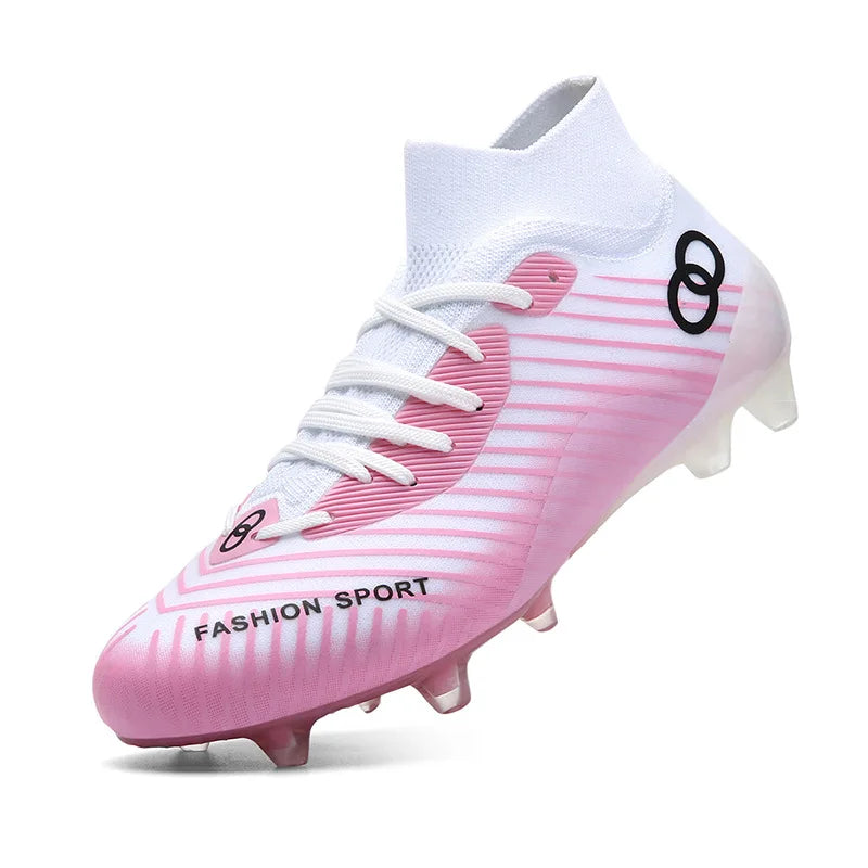 New High Top Football Shoes for Students Comfortable Turf Soccer Cleats Rubber Long Spike Broken Spike Boots for Training Games