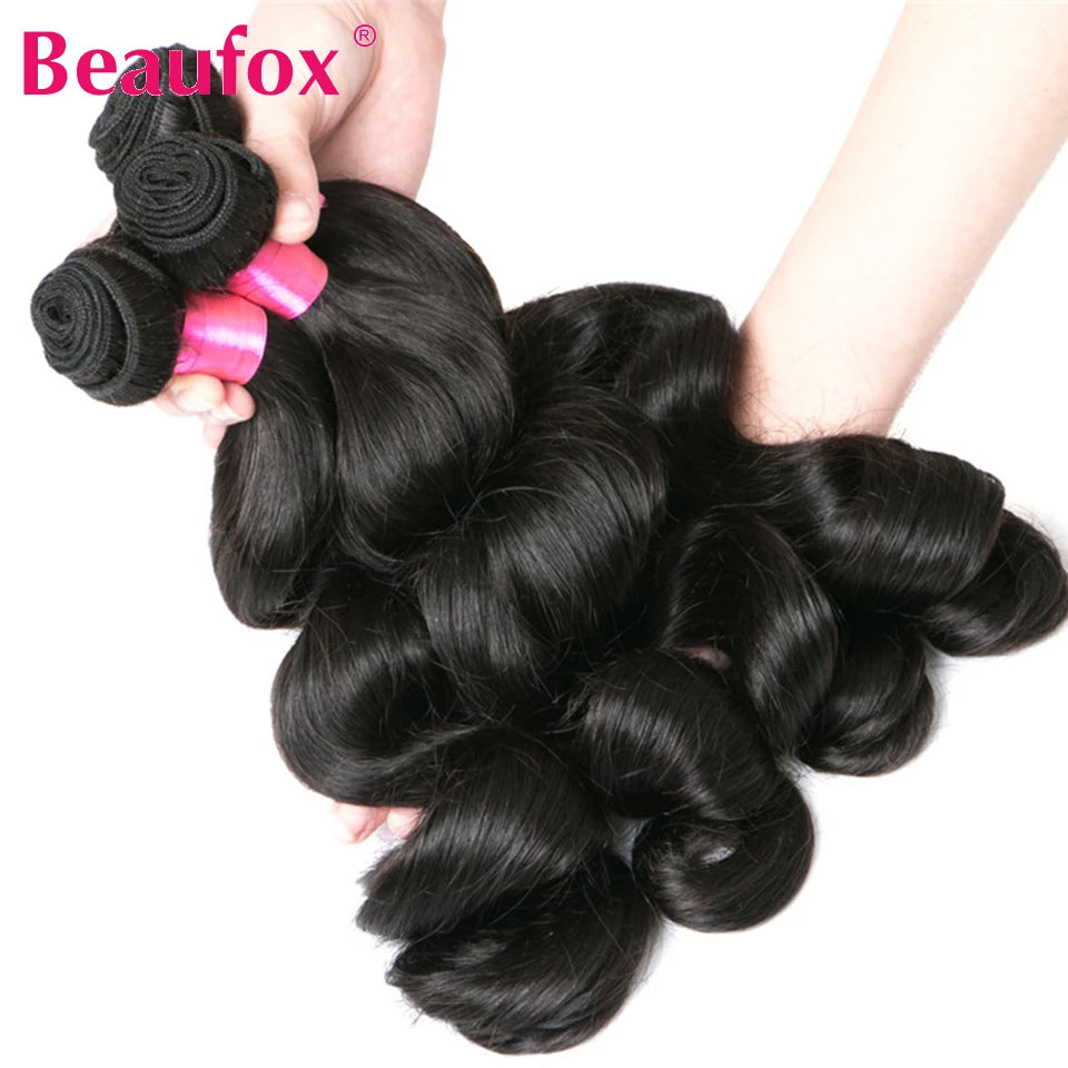   Beaufox-extensiones de cabello humano ondulado suelto, extensiones de pelo ondulado peruano sin procesar, cabello humano ondulado suelto, 1/3/4 mechones, ofertas de trama