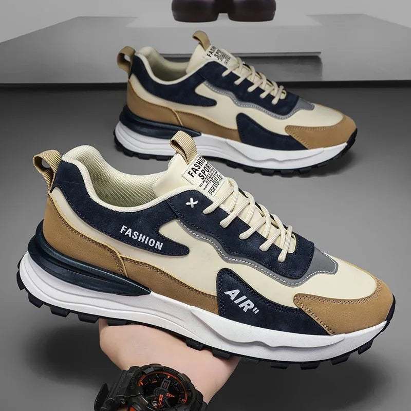 Men's Trendy Summer Sports Shoes Breathable Casual Running Skateboard Sneakers with Waterproof Thick Soled Walking Style