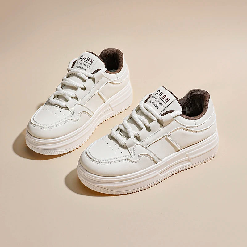 Women's Trendy Casual Sports Shoes Autumn New Breathable White Thick-Soled Sneakers for Walking Versatile Style