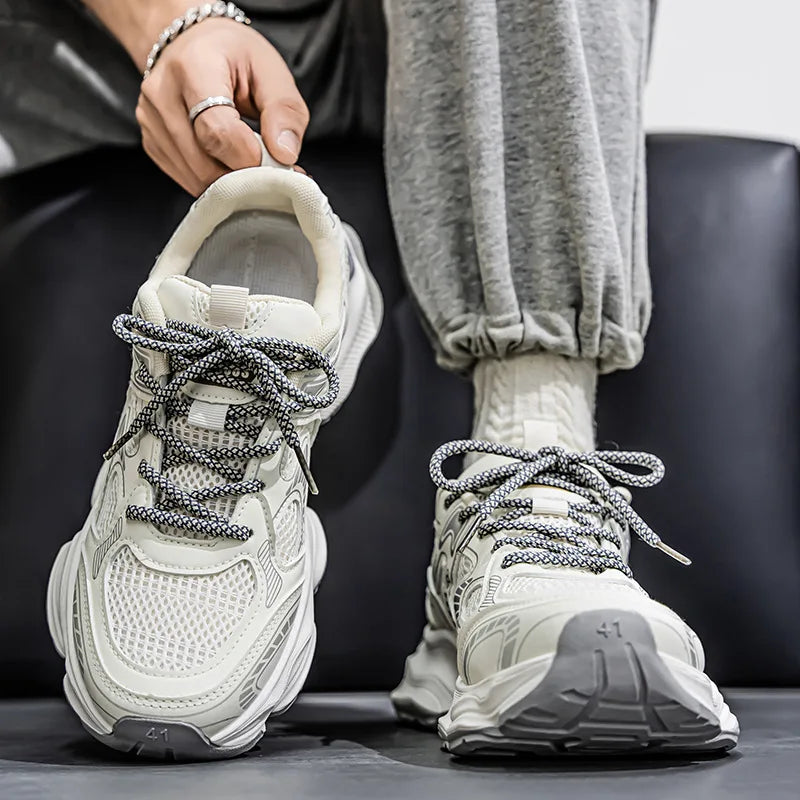 Men's Breathable Mesh Chunky Dad Shoes Thick Cushioned Sole Retro Casual Sneakers for Daily Streetwear