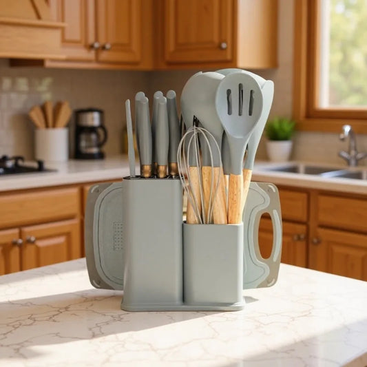 19-Piece Non-Stick Silicone Kitchen Utensil Set Including Knife Spoon Pan Cross-Border Ready Stock Cooking Tool Set